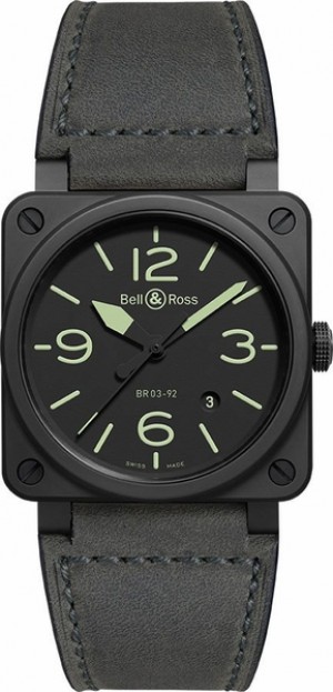 Bell & Ross Aviation Instruments Orologio da uomo in ceramica nera BR0392-BL3-CE/SCA