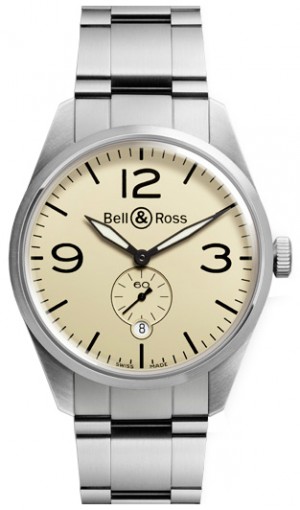 Bell & Ross Vintage Orologio da uomo in acciaio inossidabile originale BRV123-BEI-ST/SST