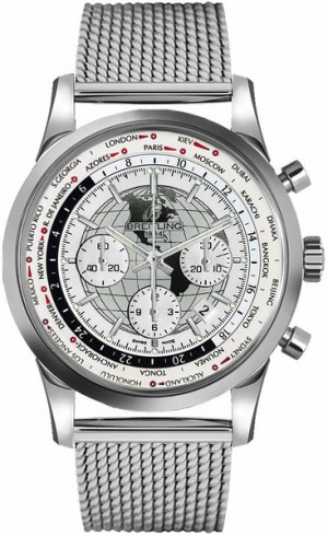 Breitling Transocean Chronograph Unitime Polar White Dial Orologio da uomo con quadrante bianco AB0510U0/A790-152A