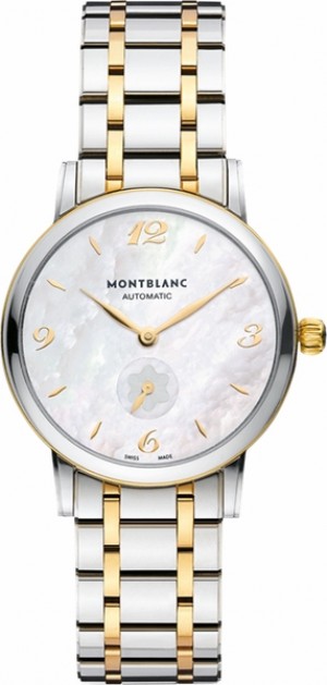 MontBlanc Star Classique Pearl White Quadrante Bianco Quadrante in acciaio e oro Orologio da donna 107913