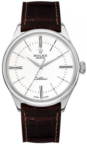 Rolex Cellini Time White Dial Index Hour Markers Orologio da uomo 50509