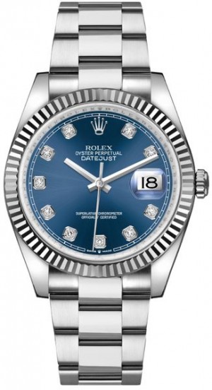 Rolex Datejust 36 Blue Dial Set con Diamanti Orologio di lusso 126234