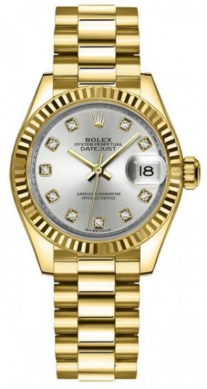 Rolex Lady-Datejust 28 Orologio da donna in oro giallo 18 carati solido 279178