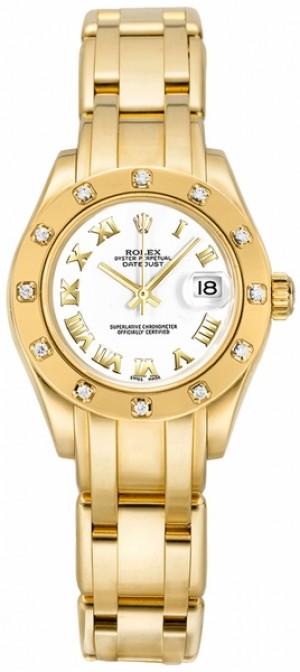 Rolex Pearlmaster Orologio da donna in oro massiccio 18 carati con diamanti 80318