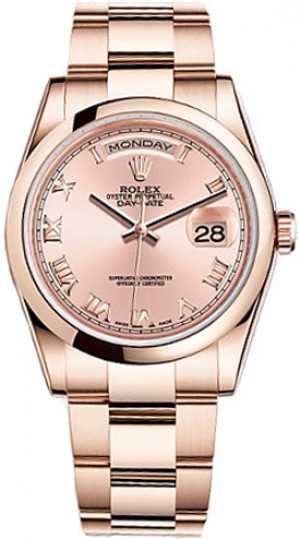 Rolex Day-Date 36 Orologio d'oro con quadrante rosa 118205