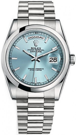 Rolex Day-Date 36 Ice Blue Dial Watch 118206