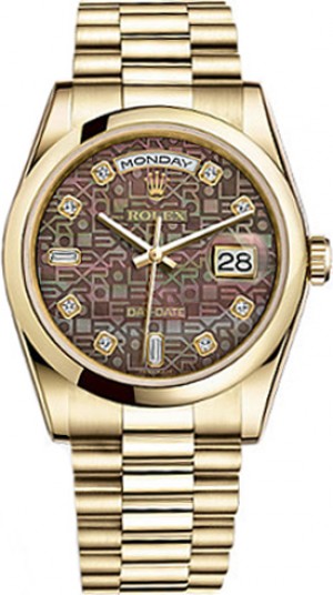 Rolex Day-Date 36 Diamond Gold Watch 118208