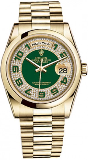 Rolex Day-Date 36 Orologio d'oro con quadrante verde 118208
