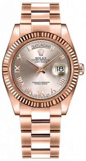 Rolex Day-Date 36 Pink Roman Numeral Everose Orologio d'oro rosa 118235