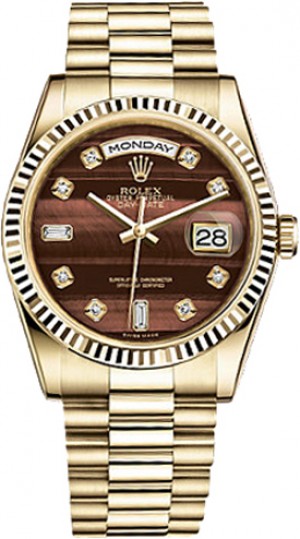 Rolex Day-Date 36 Orologio d'oro Rolex Day-Date 36 Brown Diamond Dial Watch 118238