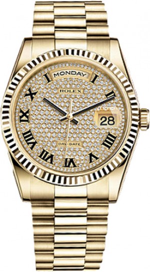 Rolex Day-Date 36 Diamond Pave Watch 118238