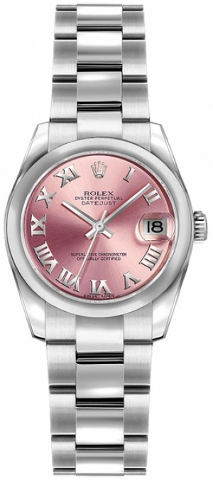 Rolex Lady-Datejust 26 Pink Roman Numeral Oyster Bracciale Oyster Orologio 179160