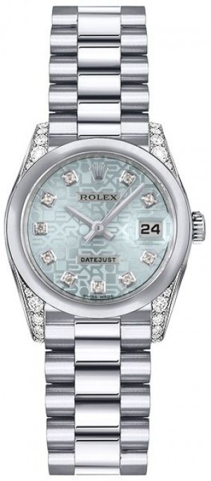 Rolex Lady-Datejust 26 Ice Blue Dial Diamond Diamond Orologio da donna 179296