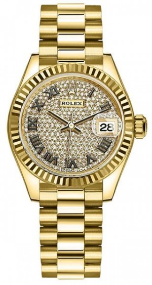 Orologio da donna Rolex Lady-Datejust 28 Yellow Gold Diamonds 279178