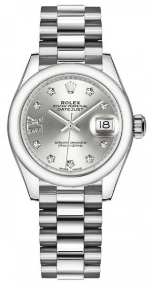 Rolex Lady-Datejust 28 Silver Dial Orologio da donna 279166