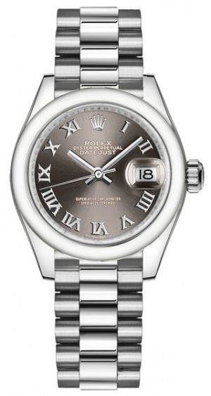 Rolex Lady-Datejust 28 Orologio da donna con quadrante grigio scuro 279166