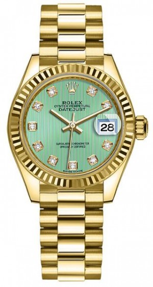 Rolex Lady-Datejust 28 Mint Green Diamond Dial Orologio da donna 279178