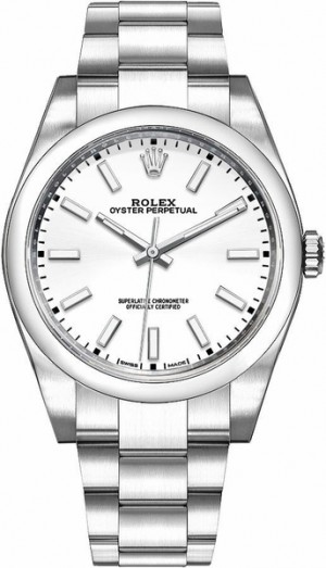 Rolex Oyster Perpetual 39 White Dial Orologio da uomo con quadrante bianco 114300