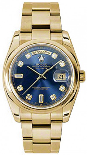 Rolex Day-Date 36 Blue Diamond Dial Orologio d'oro 118208