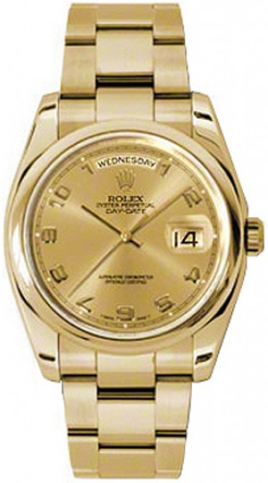 Rolex Day-Date 36 Orologio con lunetta a cupola d'oro 118208
