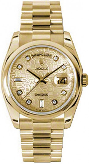 Rolex Day-Date 36 Champagne Diamond Jubilee Dial Watch 118208