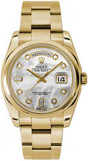 Rolex Day-Date 36 Madreperla Diamond Gold Watch 118208