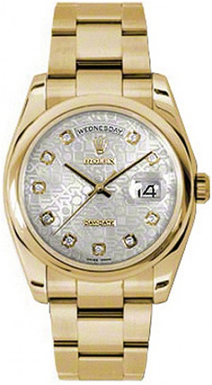 Rolex Day-Date 36 Silver Diamond Jubilee Watch 118208