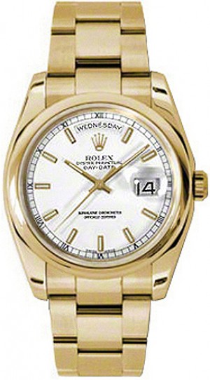 Rolex Day-Date 36 White Dial Orologio da uomo in oro bianco 118208