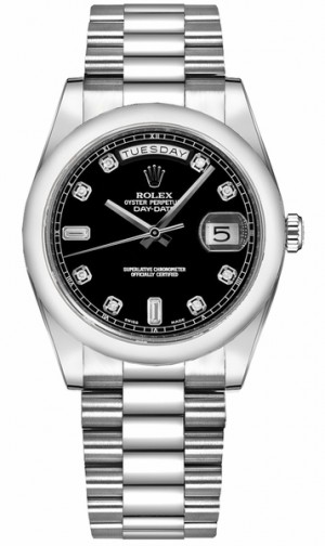 Rolex Day-Date 36 Black Diamond Gold Watch 118209