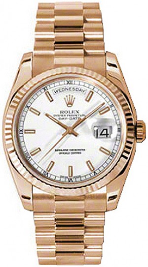 Rolex Day-Date 36 Quadrante Bianco Orologio in oro rosa 18 carati 118235