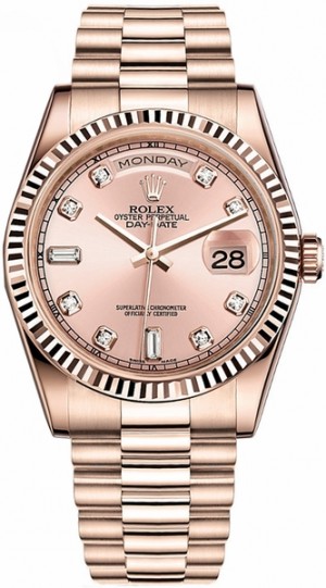 Rolex Day-Date 36 Pink Diamond Rose Gold Orologio svizzero 118235