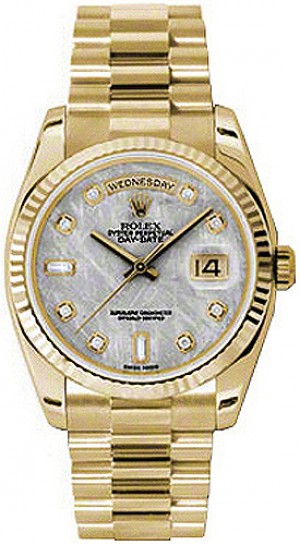 Rolex Day-Date 36 Meteorite Grey Diamond Watch 118238