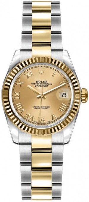Rolex Lady-Datejust 26 Oyster Bracciale Oyster Bracciale Roman Numeral Dial Watch 179173