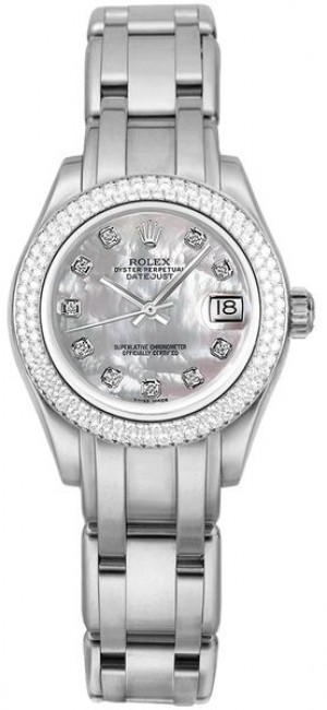 Rolex Pearlmaster Madreperla Madre di Pearl Diamond Dial Orologio da donna 81339