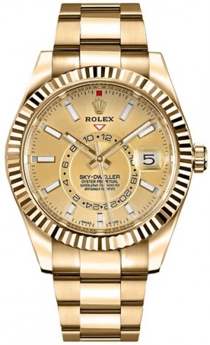 Rolex Sky-Dweller Champagne Dial Orologio da uomo con quadrante in oro 326938