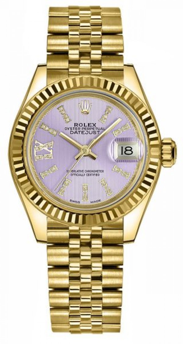 replica Rolex Lady-Datejust 28 orologio da donna quadrante viola lilla ...